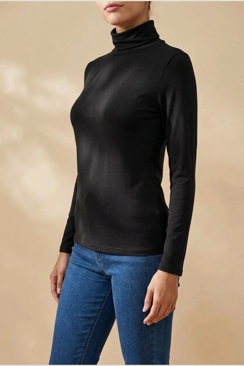 Women's Turtleneck Sweater Roll Neck Long Sleeve Straight Cuffs Plain Casual Layering — variant_front