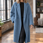 Oversized Long Wool Coat with Double Button — variant_front