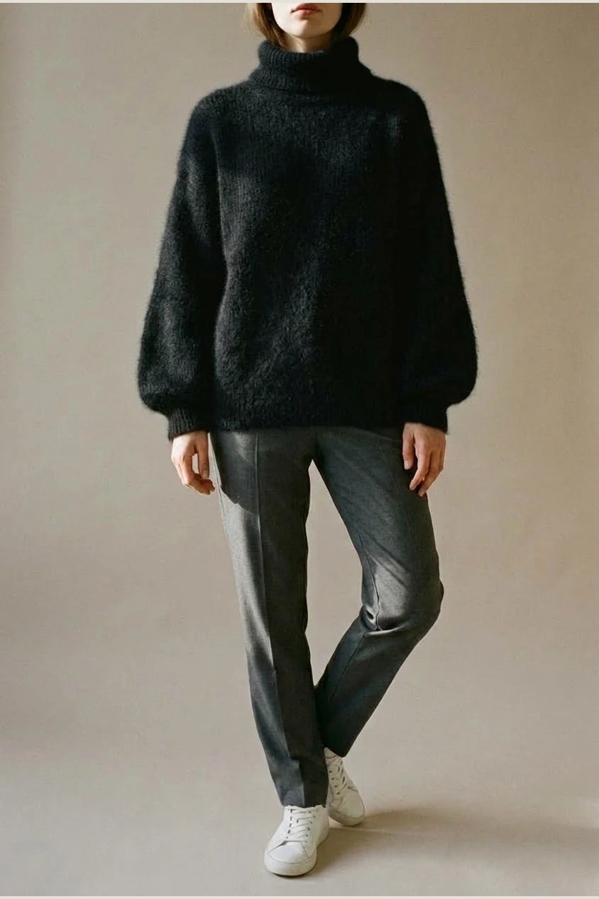Scarlett | Women's Fluffy Turtleneck Loose Knit Sweater Jumper — variant_front