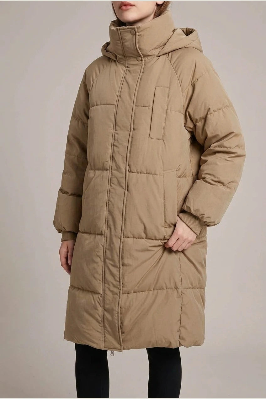 Gina™ - Classic Hooded Long Puffer Coat — variant_front