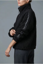 Teddy Zip Up Jacket with Stripe Detail for Women — variant_front