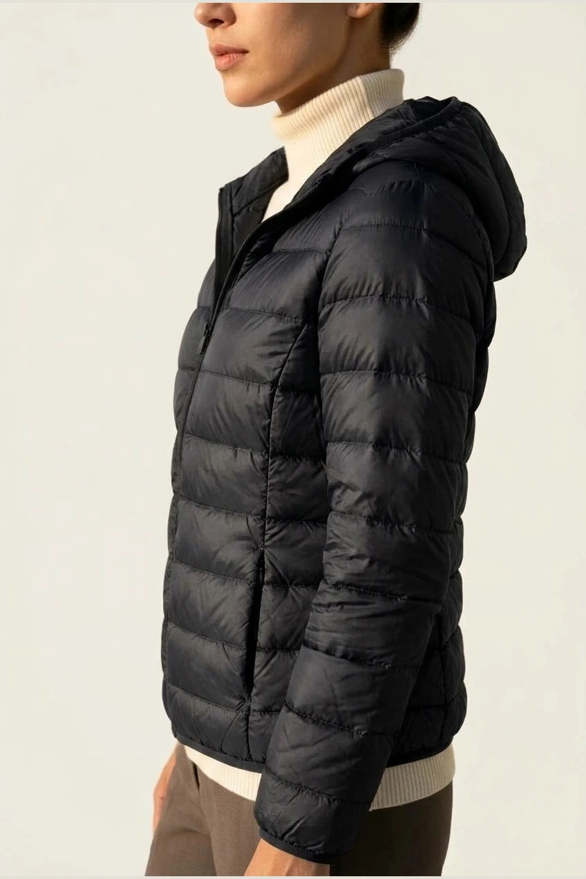Amelia | Women's Lightweight Hooded Quilted Jacket Packable Down Puffer — variant_front
