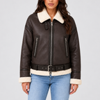 Women’s Cropped Aviator Jacket with Teddy Lining — variant_front