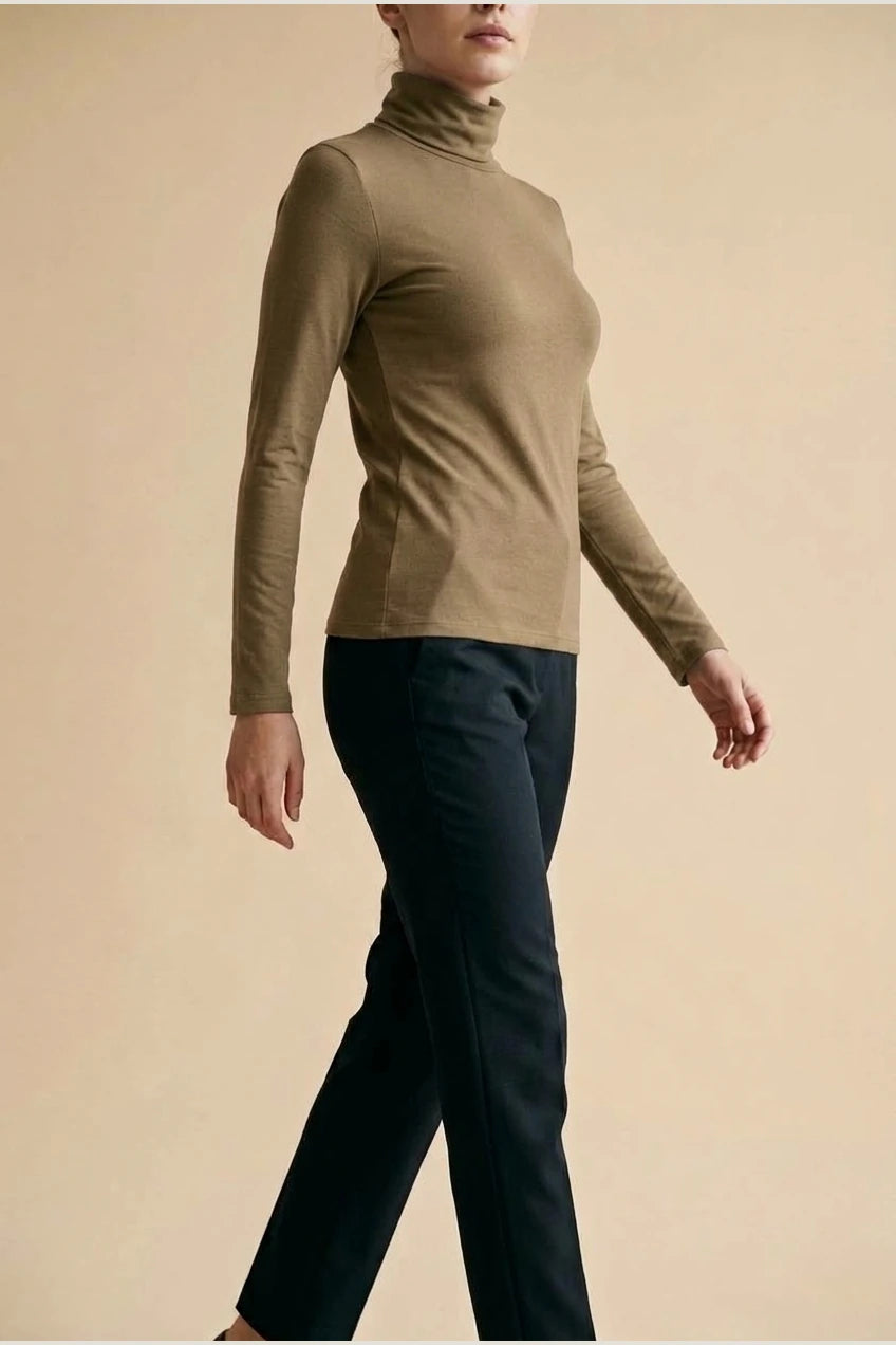 Women's Turtleneck Sweater Roll Neck Long Sleeve Straight Cuffs Plain Casual Layering — variant_front