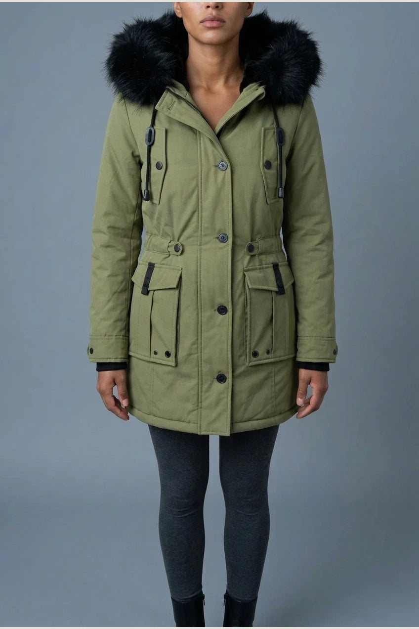 Aria | Women's Thick Faux Fur Hooded Insulated Parka Coat — variant_front