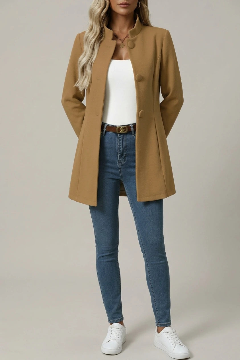 Hallie | Women's Button-Down A-Line Coat — variant_front