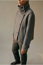 Jacket Women - Wool Blend Cropped Jacket with Buckle Collar — variant_front