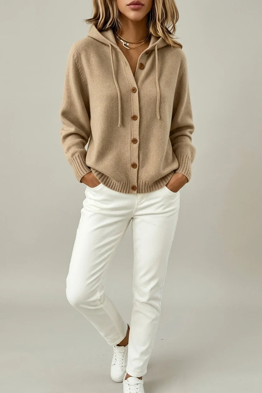 Women'S Hooded Button- Cardigan Sweater, Loose Casual Fall Winter Outerwear — variant_front