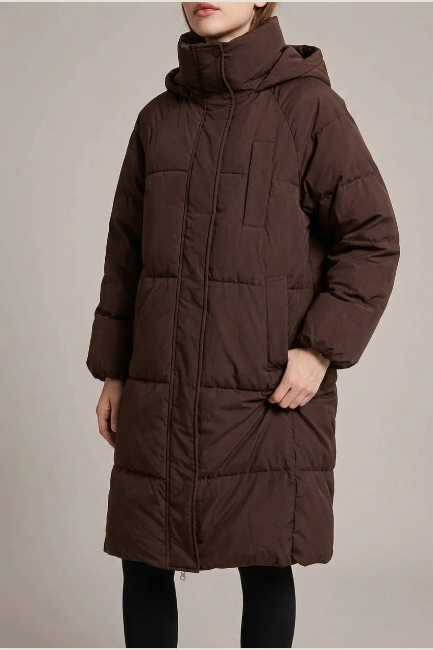 Gina™ - Classic Hooded Long Puffer Coat — variant_front