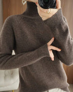 Soft Turtleneck Sweater with Ribbed Cuffs and Hem — variant_front