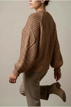 Women's Cable Knit Crew Neck Jumper for Autumn Winter — variant_front