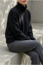 Scarlett | Women's Fluffy Turtleneck Loose Knit Sweater Jumper — variant_front