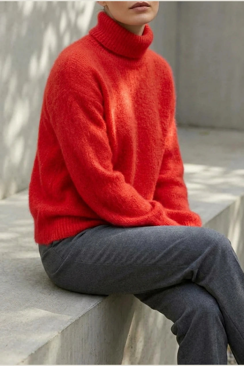 Scarlett | Women's Fluffy Turtleneck Loose Knit Sweater Jumper — variant_front