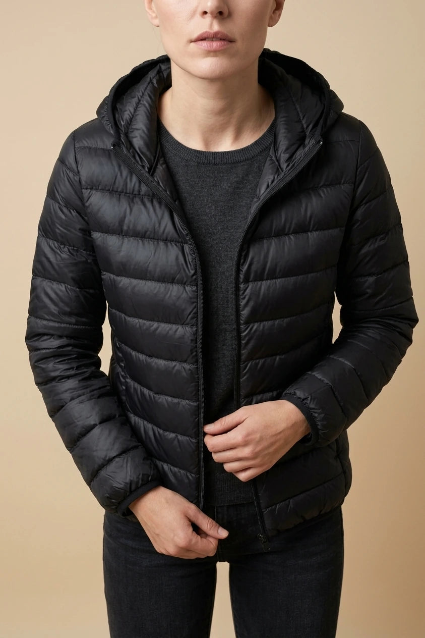 Women's Lightweight Packable Hooded Puffer Jacket — variant_front