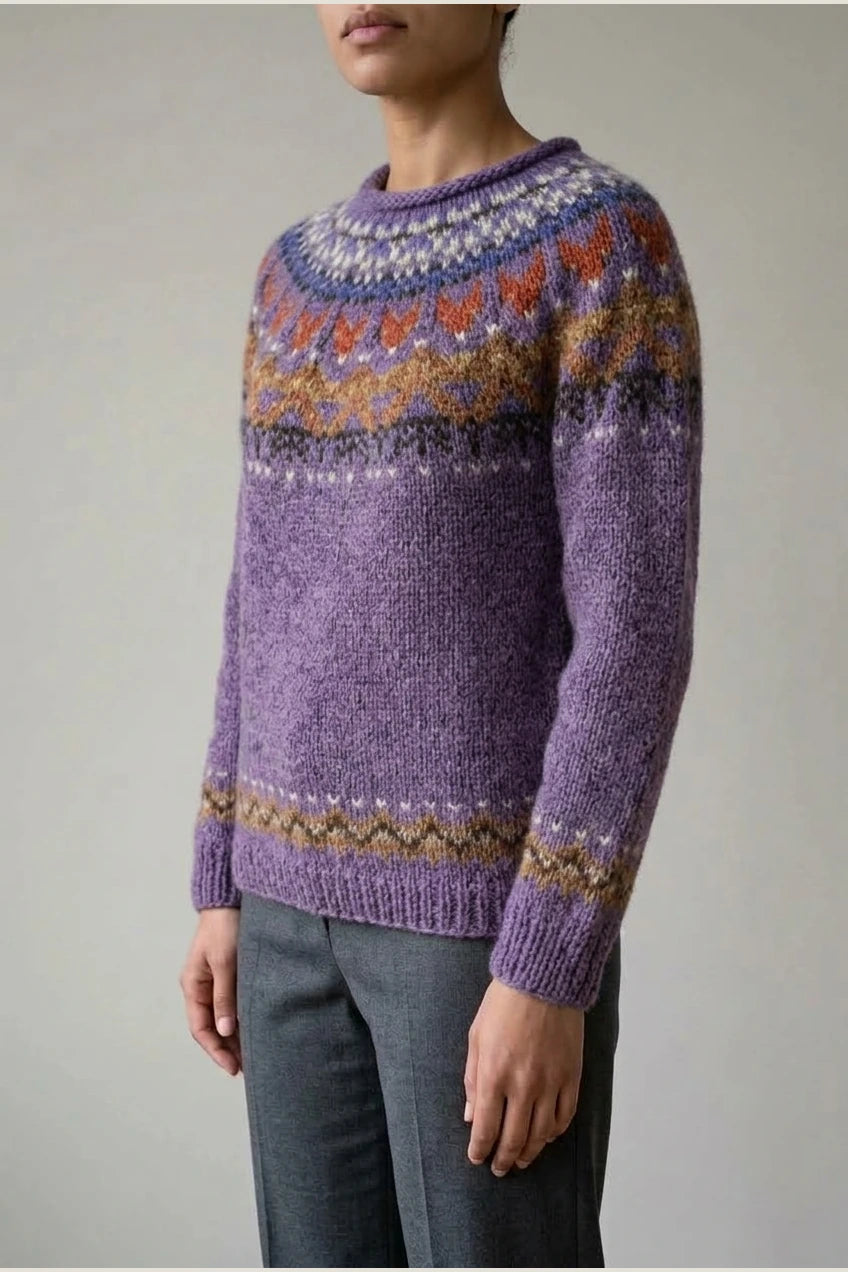 Ivana - Vintage Jacquard Crew Neck Sweater — variant_front