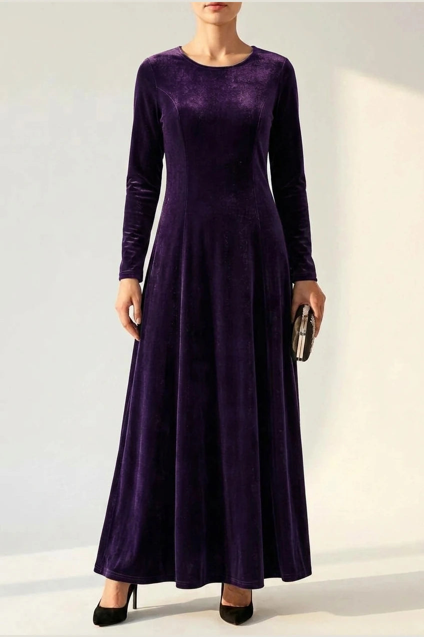 Emily | Women's Velvet Long Sleeve Formal Party Dress Maxi — variant_front