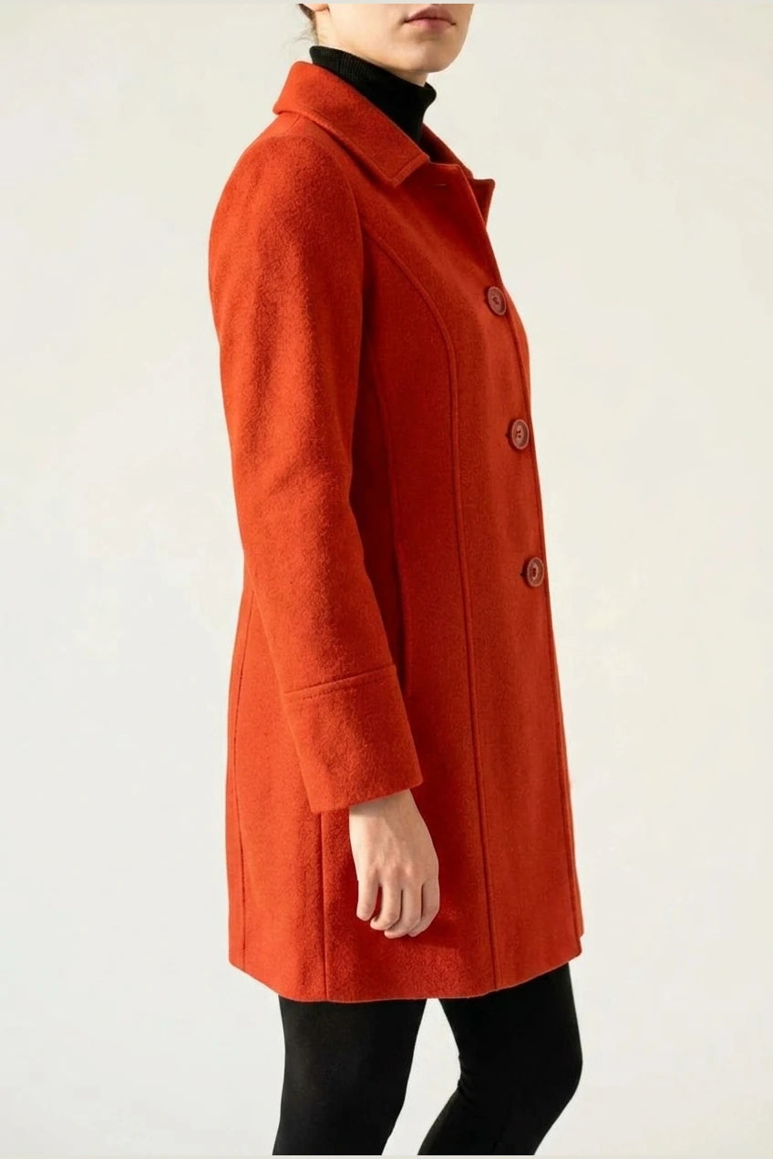 Tailored Button Front Wool Blend Coat — variant_front
