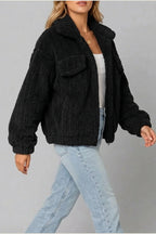 Montarello Women's Teddy Jacket Borg Collared Zip Up — variant_front
