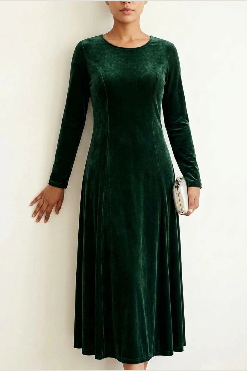 Emily | Women's Velvet Long Sleeve Formal Party Dress Maxi — variant_front
