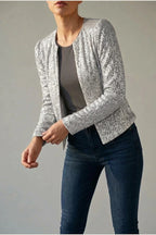 Aria | Women's Open Front Sequin Sparkle Party Jacket — variant_front