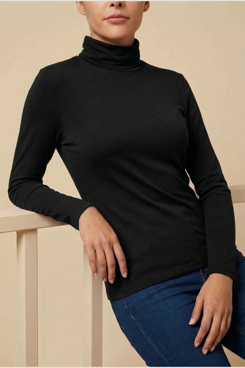 Women's Turtleneck Sweater Roll Neck Long Sleeve Straight Cuffs Plain Casual Layering — variant_front