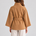 Women’s Belted Cape Jacket with Stand Collar — variant_front