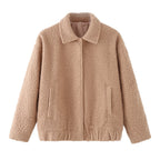Damen kuschelige Teddyjacke mit seitlichen Taschen und elastischem Saum Drune — variant_front