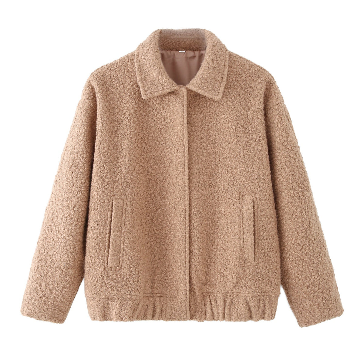 Damen kuschelige Teddyjacke mit seitlichen Taschen und elastischem Saum Drune — variant_front