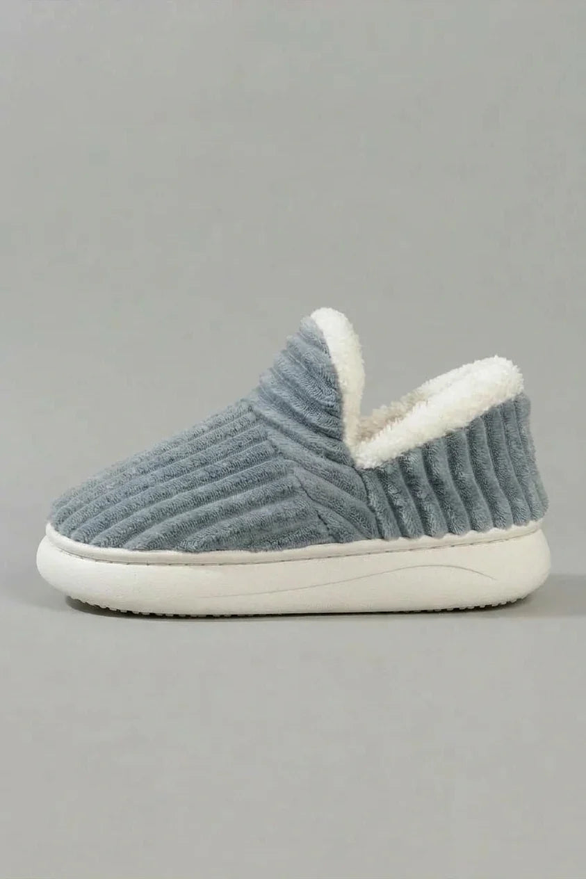 Autumn Winter Corduroy Slippers, Chunky Heel Fleece-Lined Warm Home Shoes, Thick Sole Couple Style Slides — variant_front