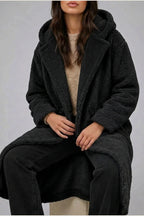 Women’s Long Hooded Teddy Coat – Oversized Borg Winter Coat — variant_front