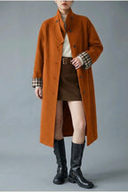 Women's Button-Front Wool-Blend Coat with Stand Collar — variant_front
