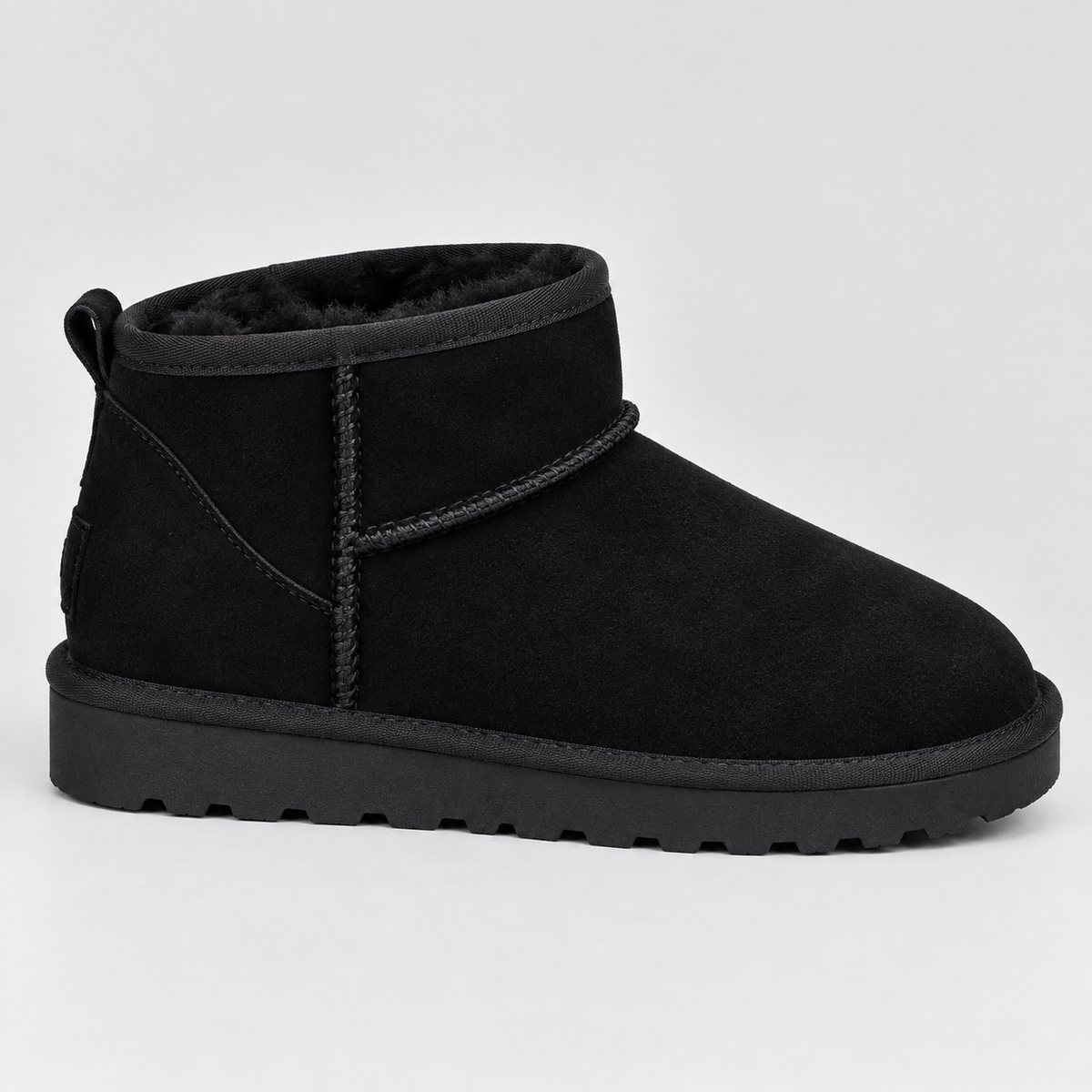 Women’s Suede Ankle Boots | Warm Fur Lined Winter Shoes with Grip — variant_front