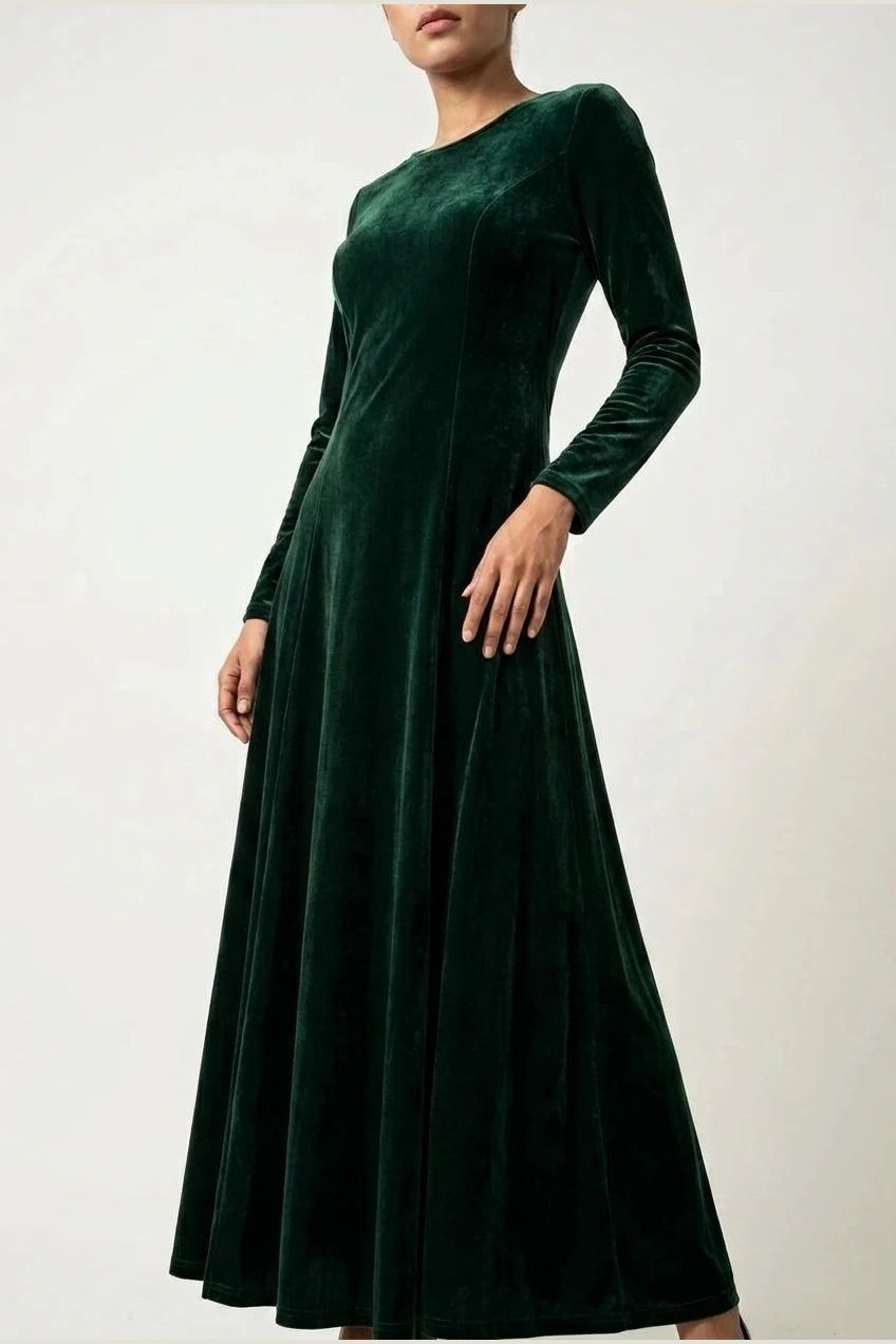 Emily | Women's Velvet Long Sleeve Formal Party Dress Maxi — variant_front