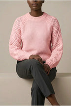 Women's Cable Knit Crew Neck Jumper for Autumn Winter — variant_front
