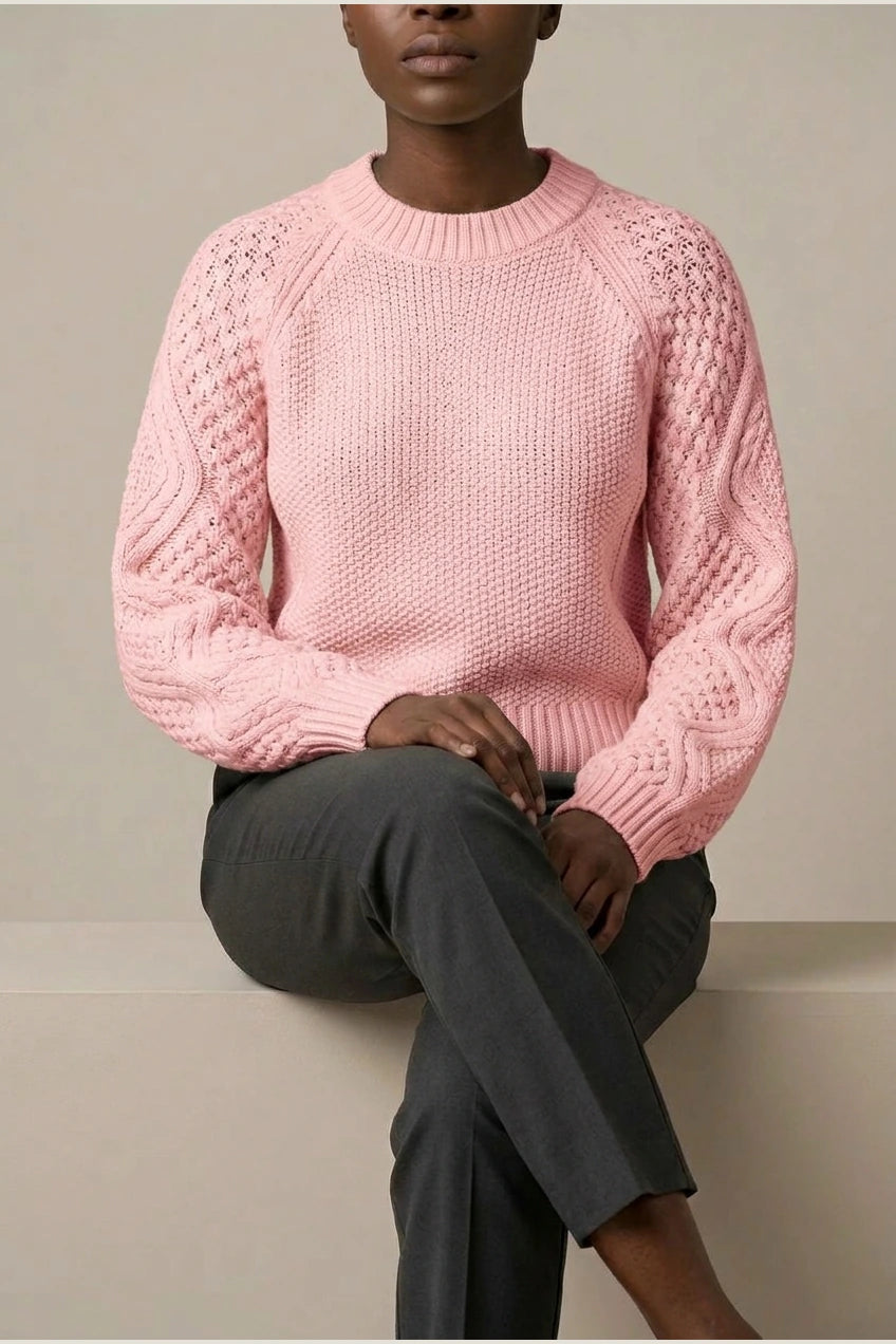 Women's Cable Knit Crew Neck Jumper for Autumn Winter — variant_front