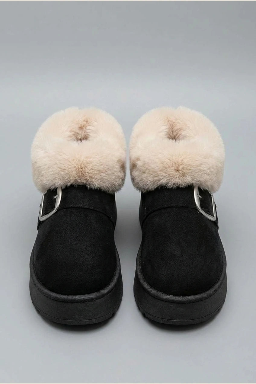 Women's Faux Fur Buckle Ankle Boots – Suvrelle — variant_front