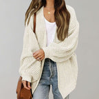 Oversized Open Front Chunky Knit Cardigan — variant_front