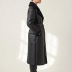 Women's Cozy Oversized Shearling Coat with Belt – Nell — variant_front