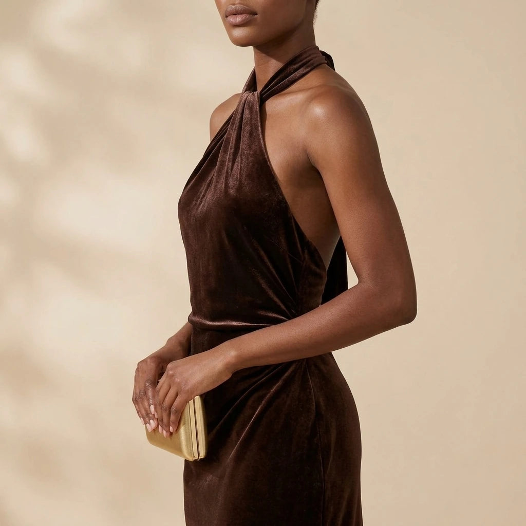 Charlotte | Elegant Velvet Dusk Midi Dress for Evening Wear — variant_front