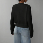 Soft Cropped Knit Cardigan with Round Neck — variant_front