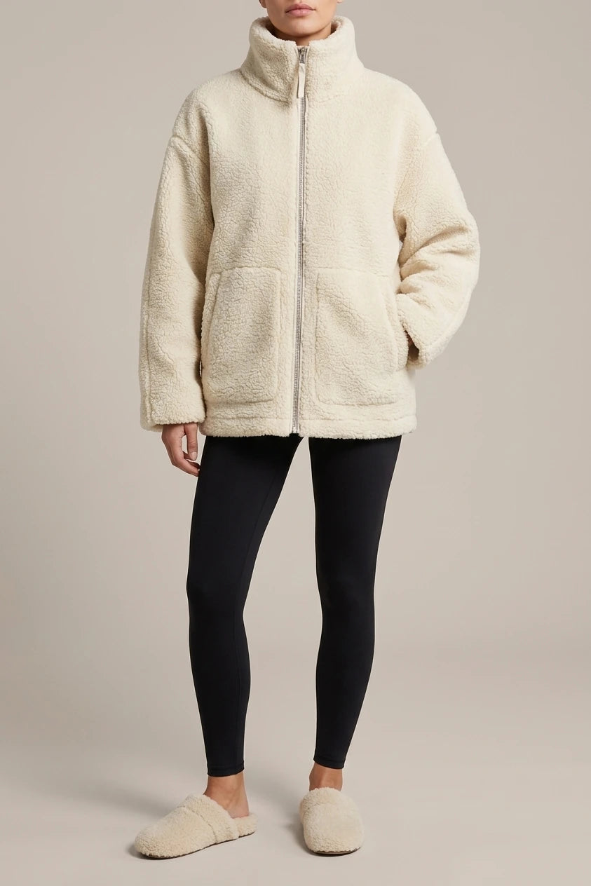 Paige | Women's Relaxed Fit Teddy Zip-Up Jacket — variant_front