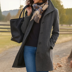 Elegant Mid Length Wool Coat with High Collar — variant_front