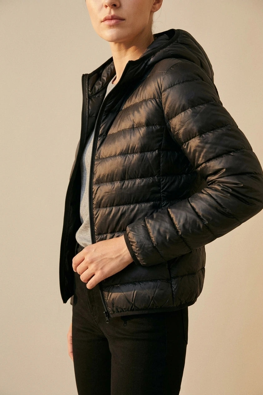 Women's Lightweight Packable Hooded Puffer Jacket — variant_front