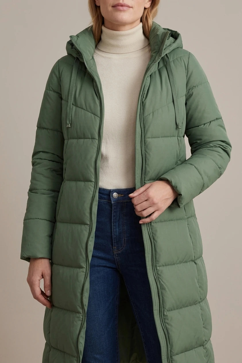Women's Cozy Longline Puffer Jacket – Clover — langley-cozy-longline-puffer-jacket-for-women_lifestyle_natural_02_03.webp