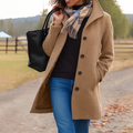 Elegant Mid Length Wool Coat with High Collar — variant_front