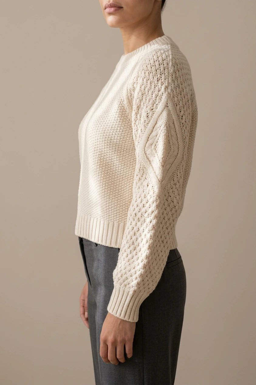 Women's Cable Knit Crew Neck Jumper for Autumn Winter — variant_front