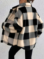 Plush Check Shacket with Gold Button Closure — variant_front