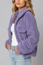 Montarello Women's Teddy Jacket Borg Collared Zip Up — variant_front