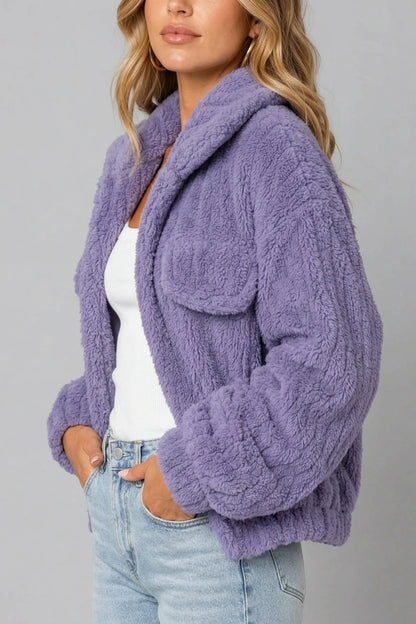 Montarello Women's Teddy Jacket Borg Collared Zip Up — variant_front