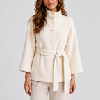 Women’s Belted Cape Jacket with Stand Collar — variant_front